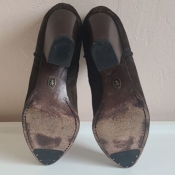 Frye Womens Flynn Short Ankle Zip Boot Oiled Suede Brown Leather Size 9M - Picture 11 of 16